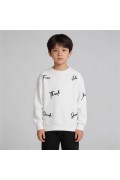 Bisiklet Yaka Nakışlı Oversize Kalıp Çocuk Sweatshirt 7/8 YAŞ