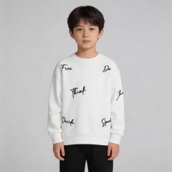 Bisiklet Yaka Nakışlı Oversize Kalıp Çocuk Sweatshirt 7/8 YAŞ