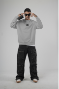 Bisiklet Yaka Önü Etiket Detaylı Oversize Basic Erkek Sweatshirt S