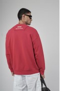 Bisiklet Yaka Önü Etiket Detaylı Oversize Basic Erkek Sweatshirt S