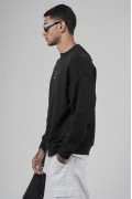 Bisiklet Yaka Önü Etiket Detaylı Oversize Basic Erkek Sweatshirt S