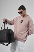 Bisiklet Yaka Önü Etiket Detaylı Oversize Basic Erkek Sweatshirt S
