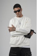 Bisiklet Yaka Önü Etiket Detaylı Oversize Basic Erkek Sweatshirt S