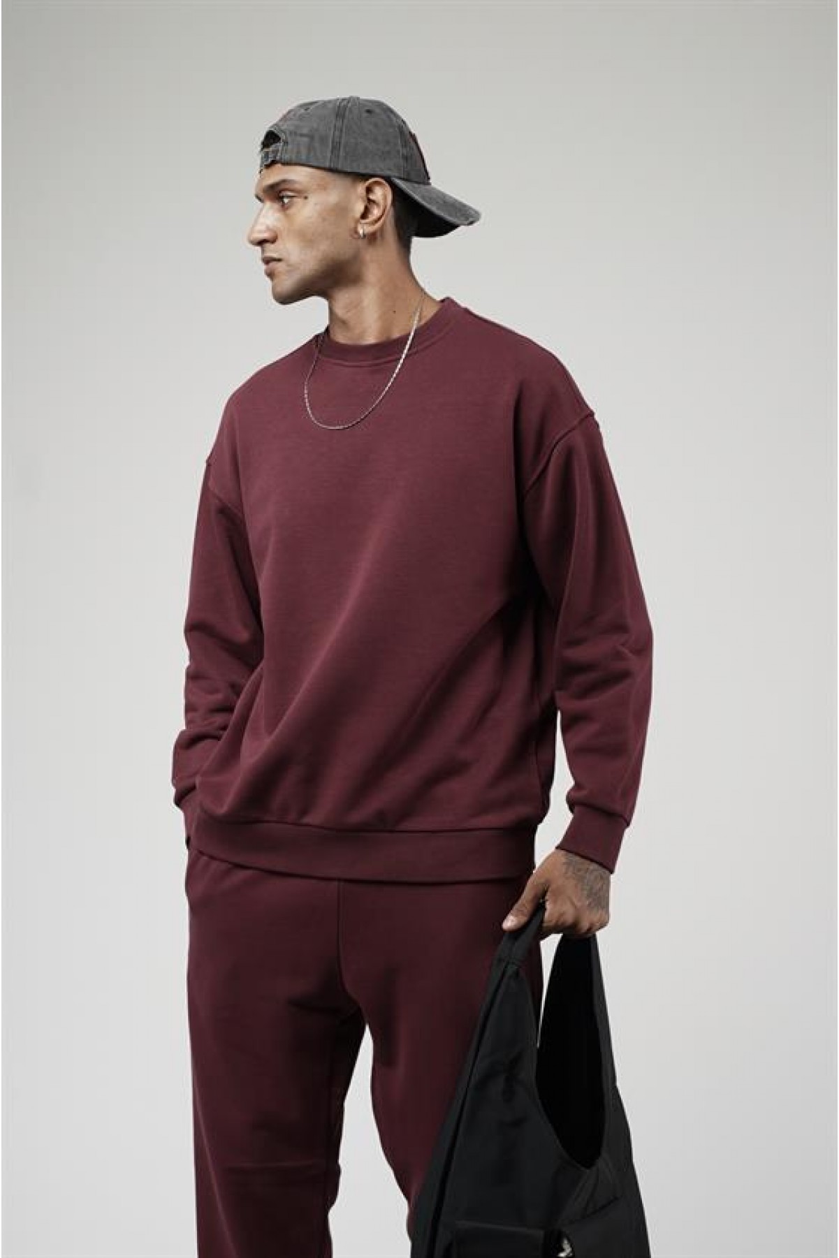 Bisiklet Yaka Oversize Kalıp Sweat Pantolon Alt Üst Takım S