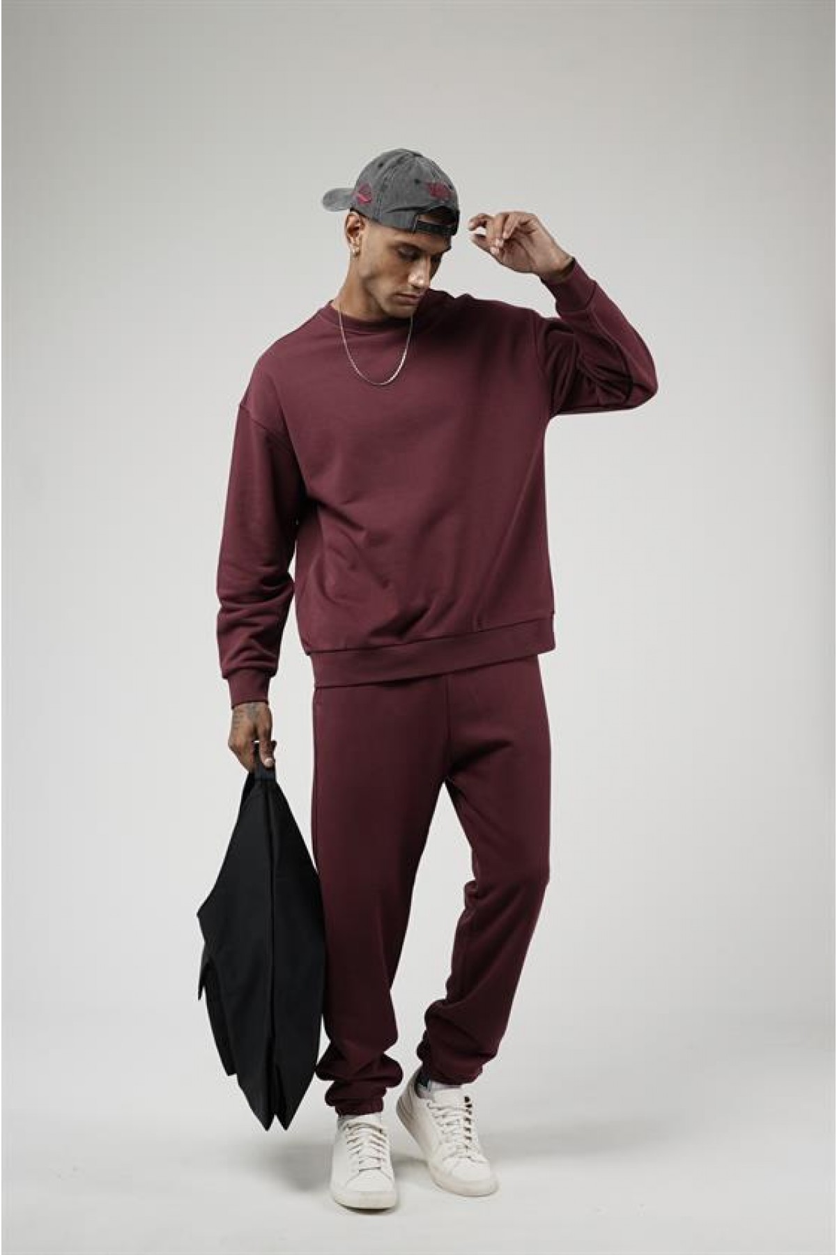 Bisiklet Yaka Oversize Kalıp Sweat Pantolon Alt Üst Takım S