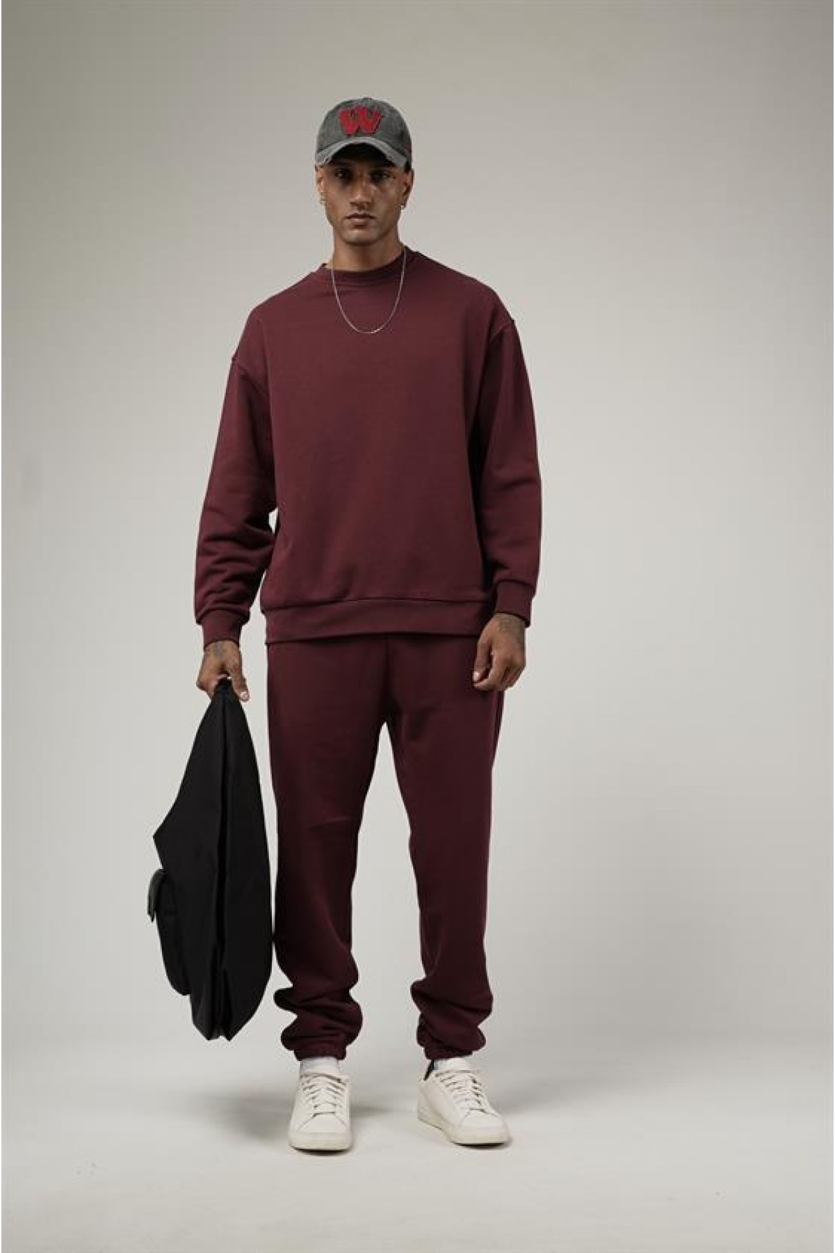 Bisiklet Yaka Oversize Kalıp Sweat Pantolon Alt Üst Takım S