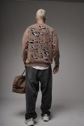 Bisiklet Yaka Sırtı Leylek Baskılı Nakışlı Oversize Kalıp Sweatshirt S
