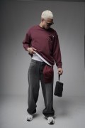 Bisiklet Yaka Sırtı Leylek Baskılı Nakışlı Oversize Kalıp Sweatshirt S