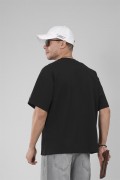Bisiklet Yaka Taşlı Logo Detaylı Oversize Kalıp Erkek Tişört S