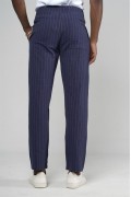 Çizgili Baggy Kalıp Cepli Keten Pantolon S