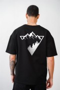 Dağ Baskılı Unisex Oversize Kalıp Tişört S