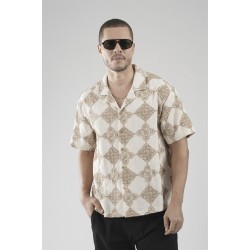 Desenli Oversize Kalıp Kafes Kumaş Erkek Gömlek S