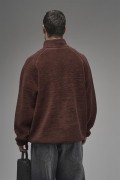 Dik Yaka Fermuarlı Cepli Reglan Kol Oversize Kalıp Erkek Polar S