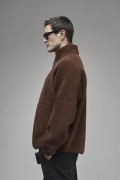 Dik Yaka Fermuarlı Cepli Reglan Kol Oversize Kalıp Erkek Polar S