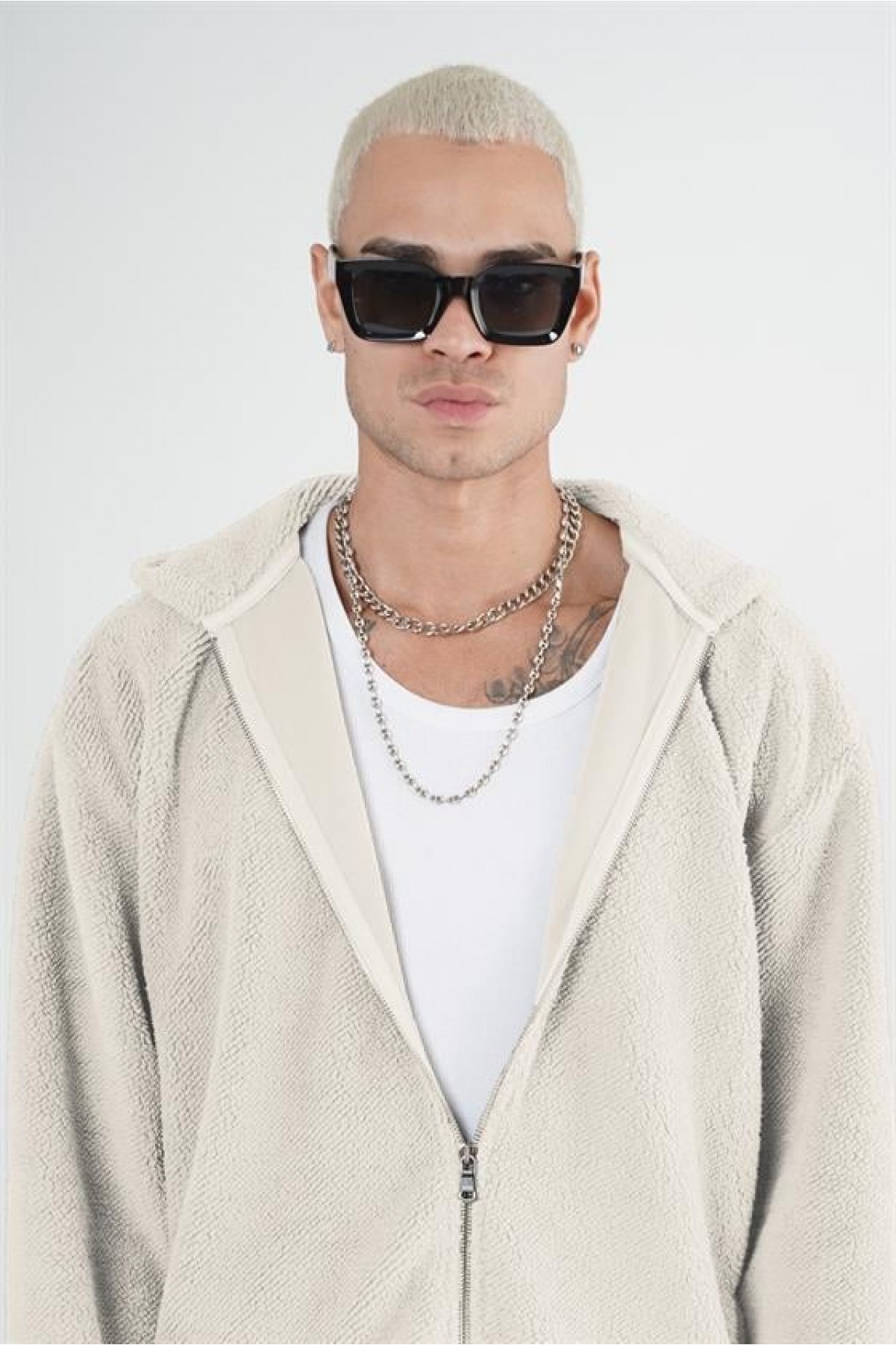 Fermuarlı Cepli Peluş Ceket S