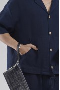 Kanguru Cepli Oversize Kalıp Erkek Gömlek Şort Alt Üst Takım S