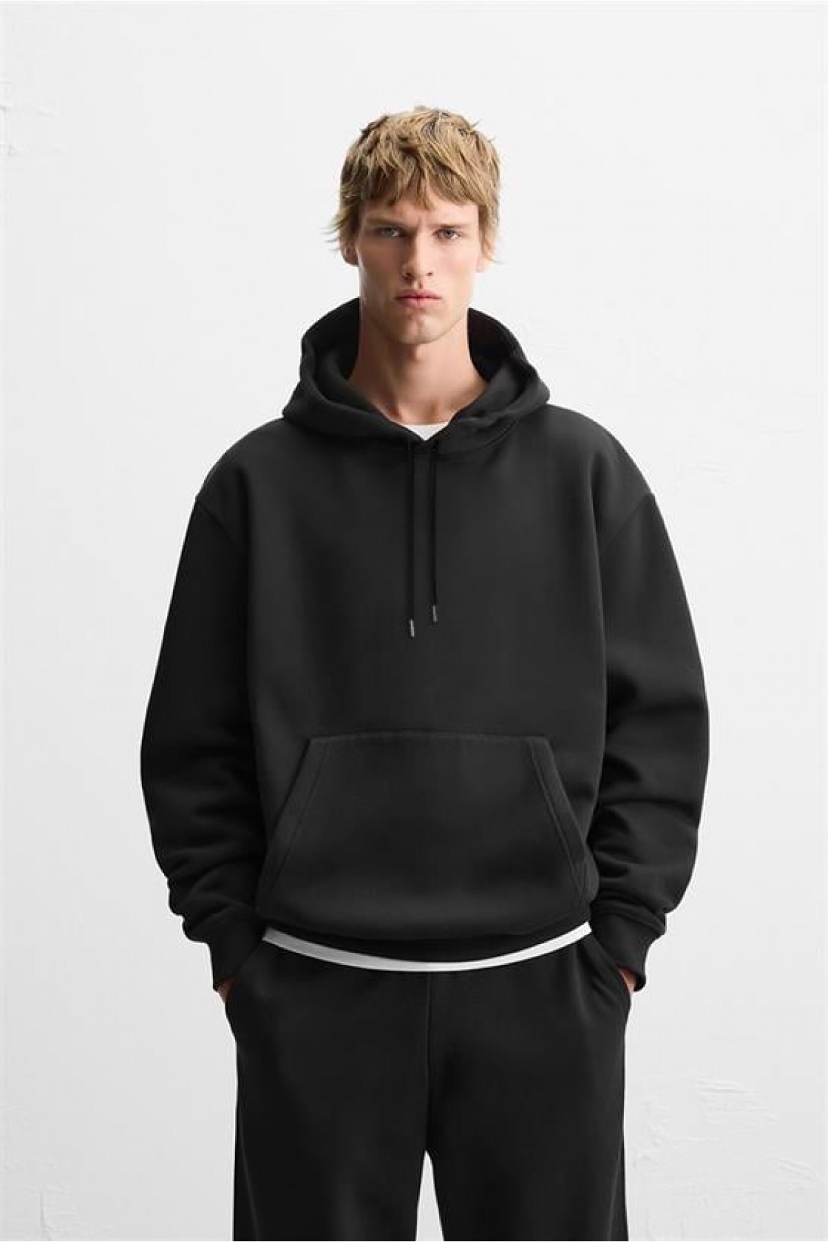 Kanguru Cepli Oversize Kalıp Unisex Düz Hoodie S