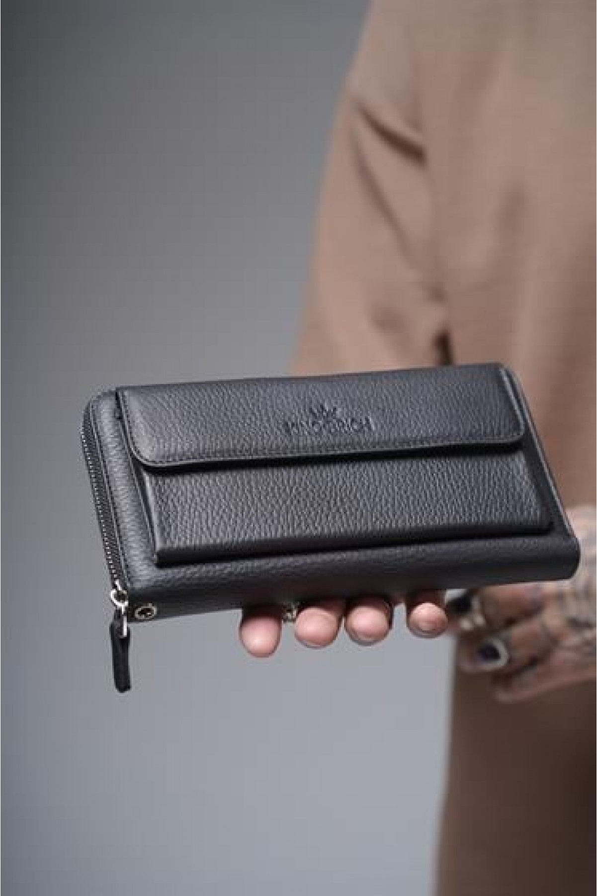 Kapaklı Hakiki Deri Unisex El Çantası Tek Ebat