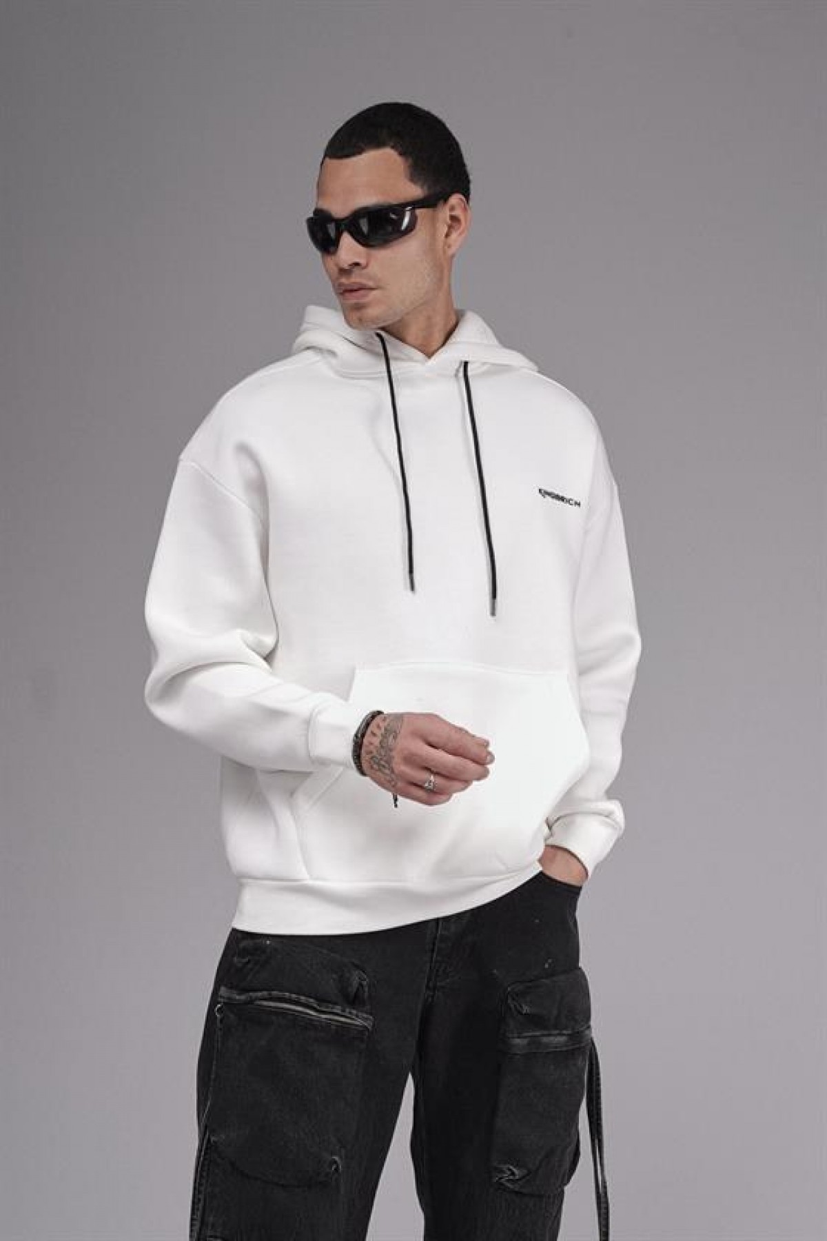 Kapuşonlu Baskılı Oversize Kalıp Unisex Hoodie Sweatshirt S