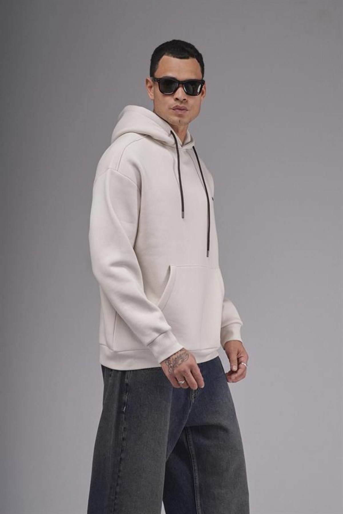 Kapuşonlu Baskılı Oversize Kalıp Unisex Hoodie Sweatshirt S