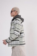 Kapuşonlu Ekoseli Unisex Kaşe Gömlek S