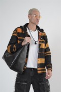 Kapuşonlu Ekoseli Unisex Kaşe Gömlek S
