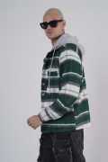 Kapuşonlu Ekoseli Unisex Kaşe Gömlek S