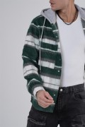 Kapuşonlu Ekoseli Unisex Kaşe Gömlek S