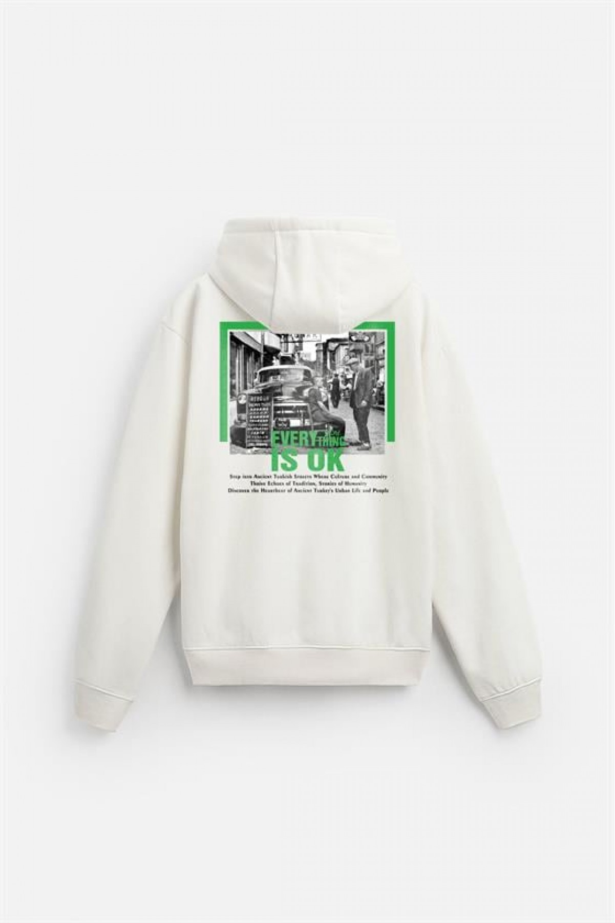 Kapuşonlu Everything Baskılı Oversize Kalıp Hoodie S