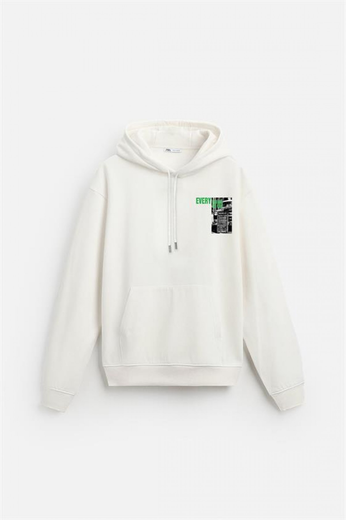 Kapuşonlu Everything Baskılı Oversize Kalıp Hoodie S