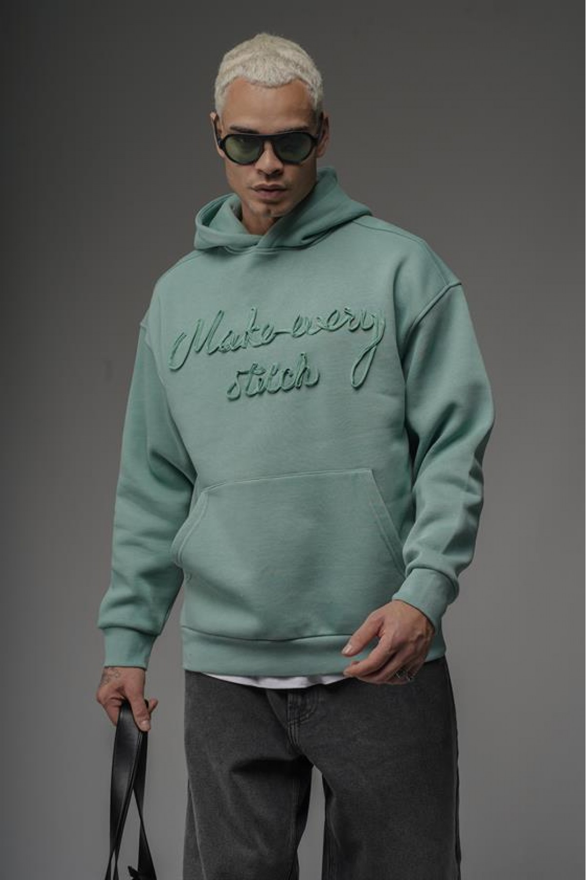 Kapüşonlu Önü Biye Kordoneli Hoodie Sweatshirt S