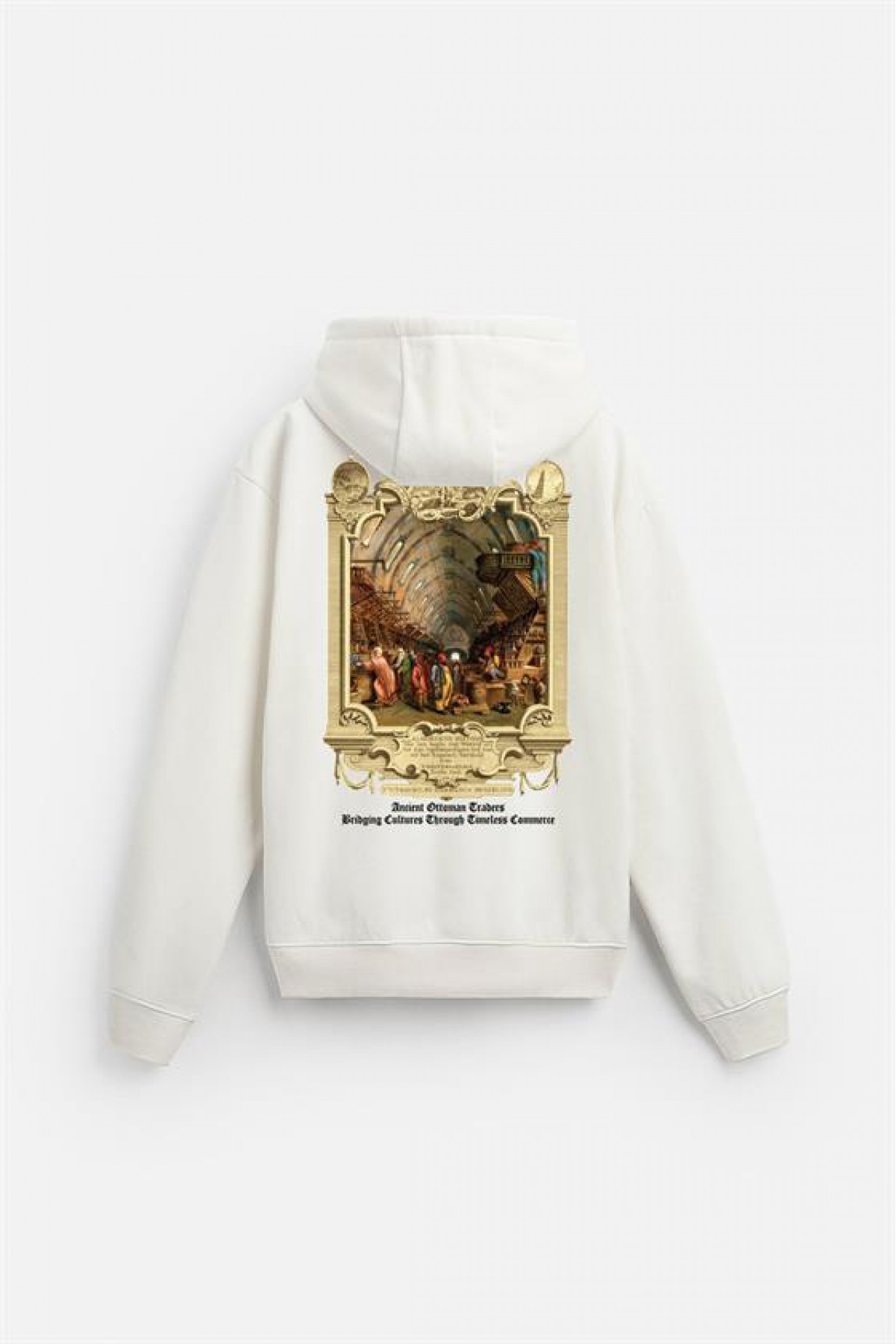 Kapuşonlu Ottoman Vintage Baskılı Unisex Hoodie S