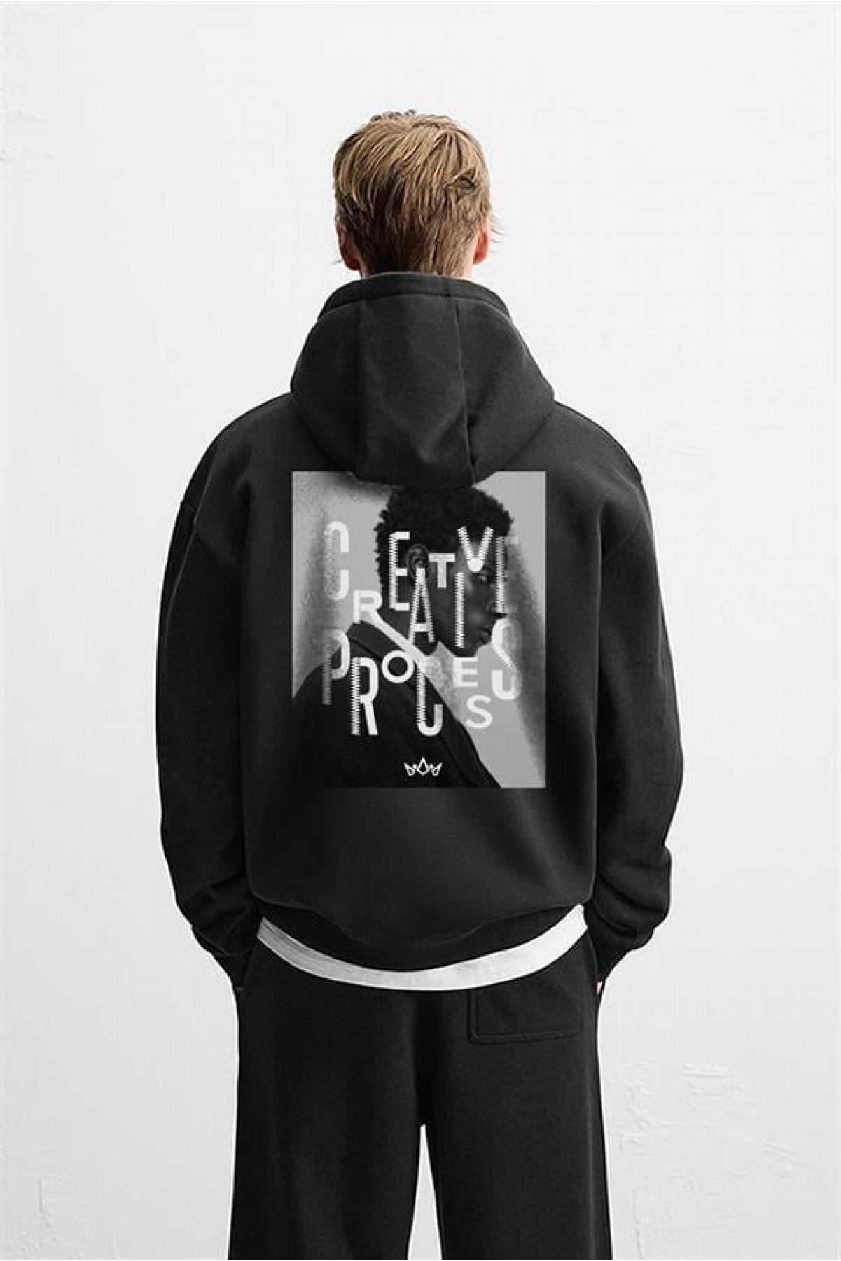 Kapuşonlu Oversize Kalıp Creative Proces Baskılı Hoodie S