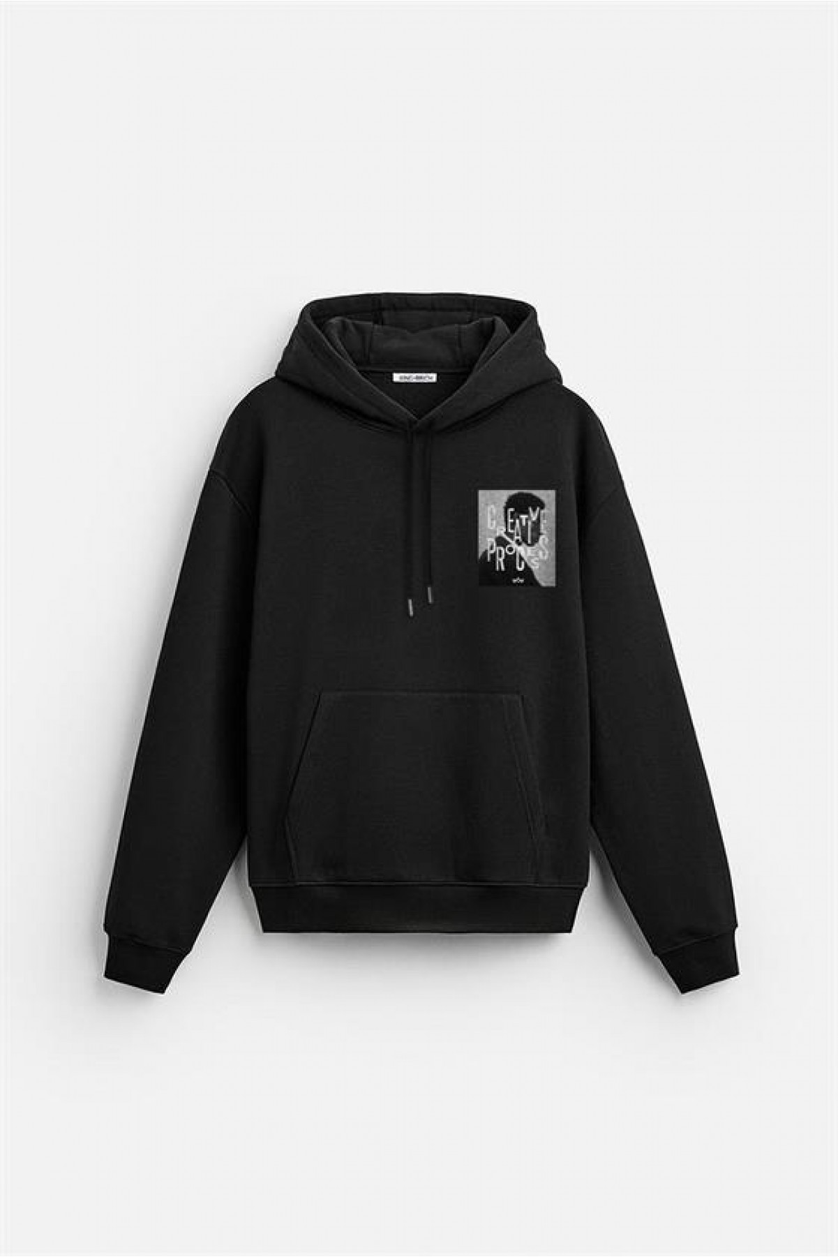 Kapuşonlu Oversize Kalıp Creative Proces Baskılı Hoodie S