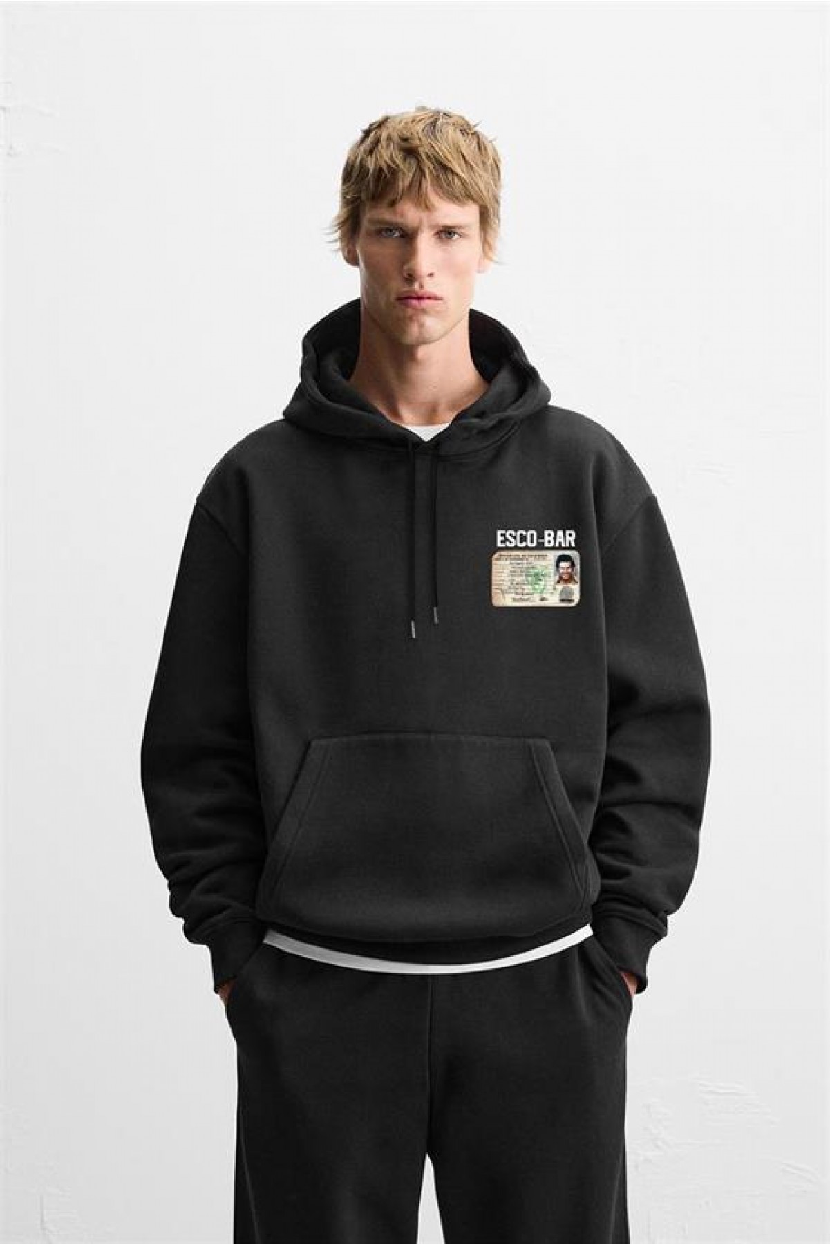 Kapuşonlu Oversize Kalıp Escobar Identity Baskılı Hooide S