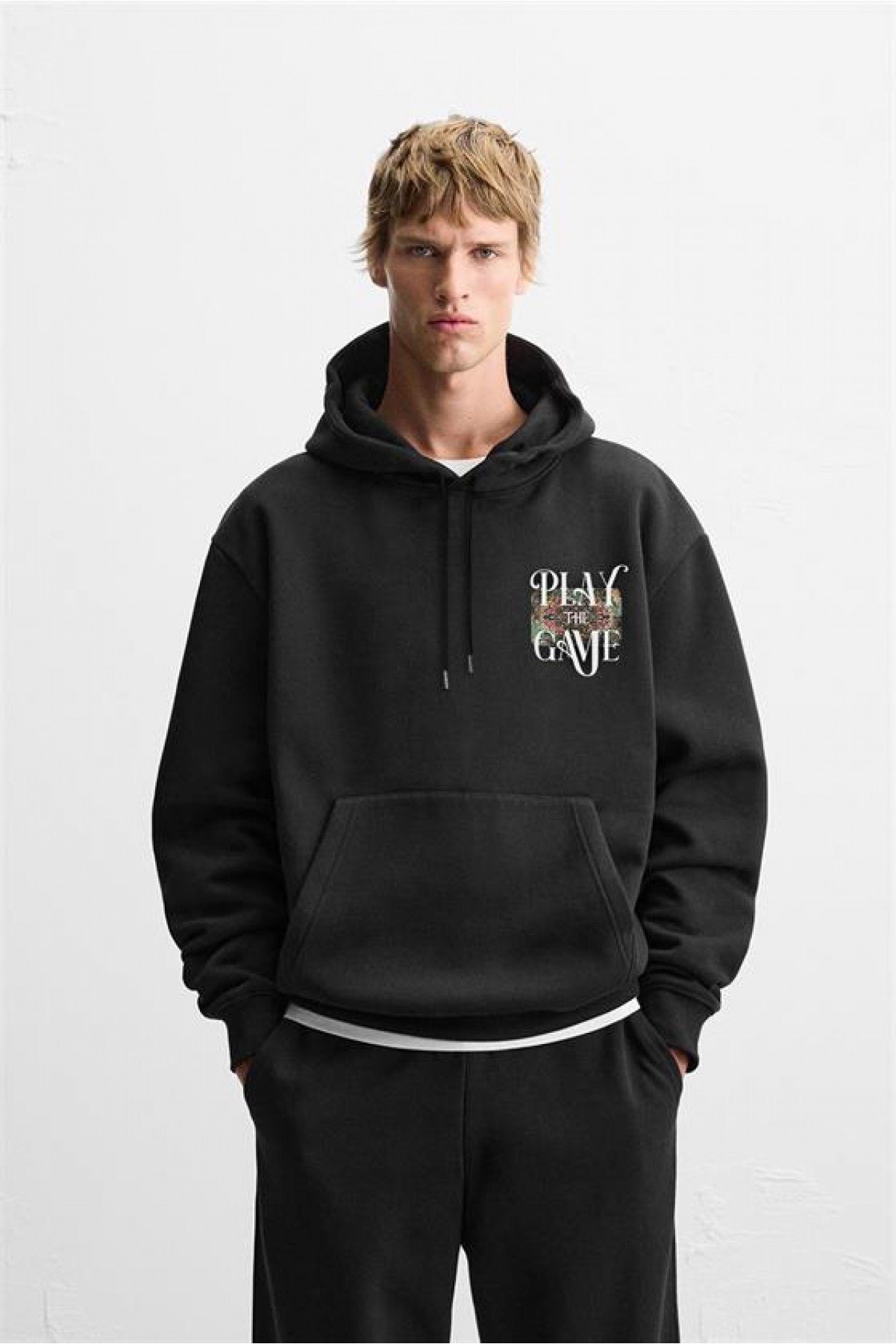 Kapuşonlu Play The Game Baskılı Unisex Hoodie S