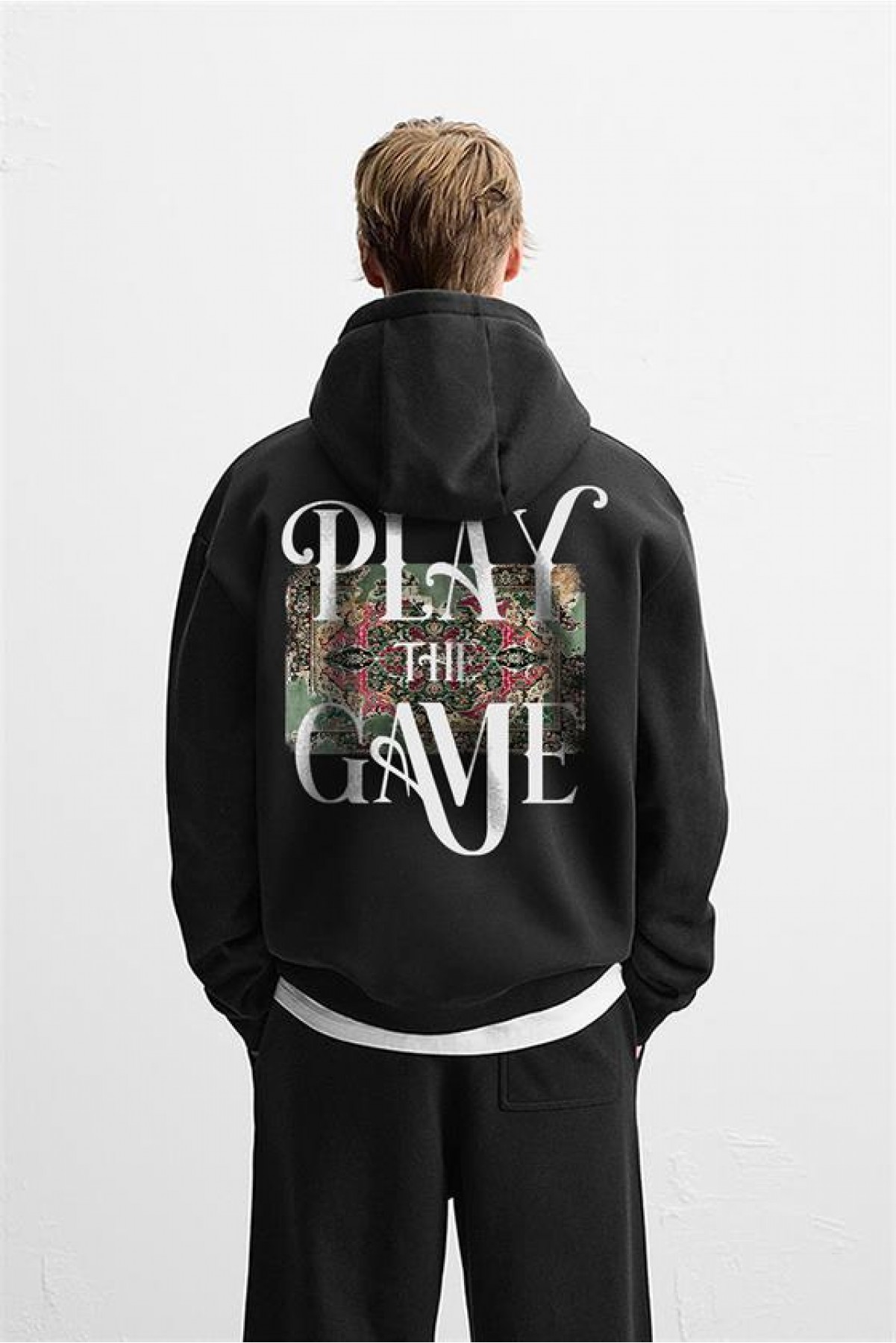 Kapuşonlu Play The Game Baskılı Unisex Hoodie S