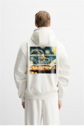 Kapuşonlu Van Goghe Baskılı Unisex Hoodie S