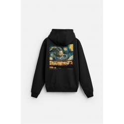 Kapuşonlu Van Goghe Baskılı Unisex Hoodie S