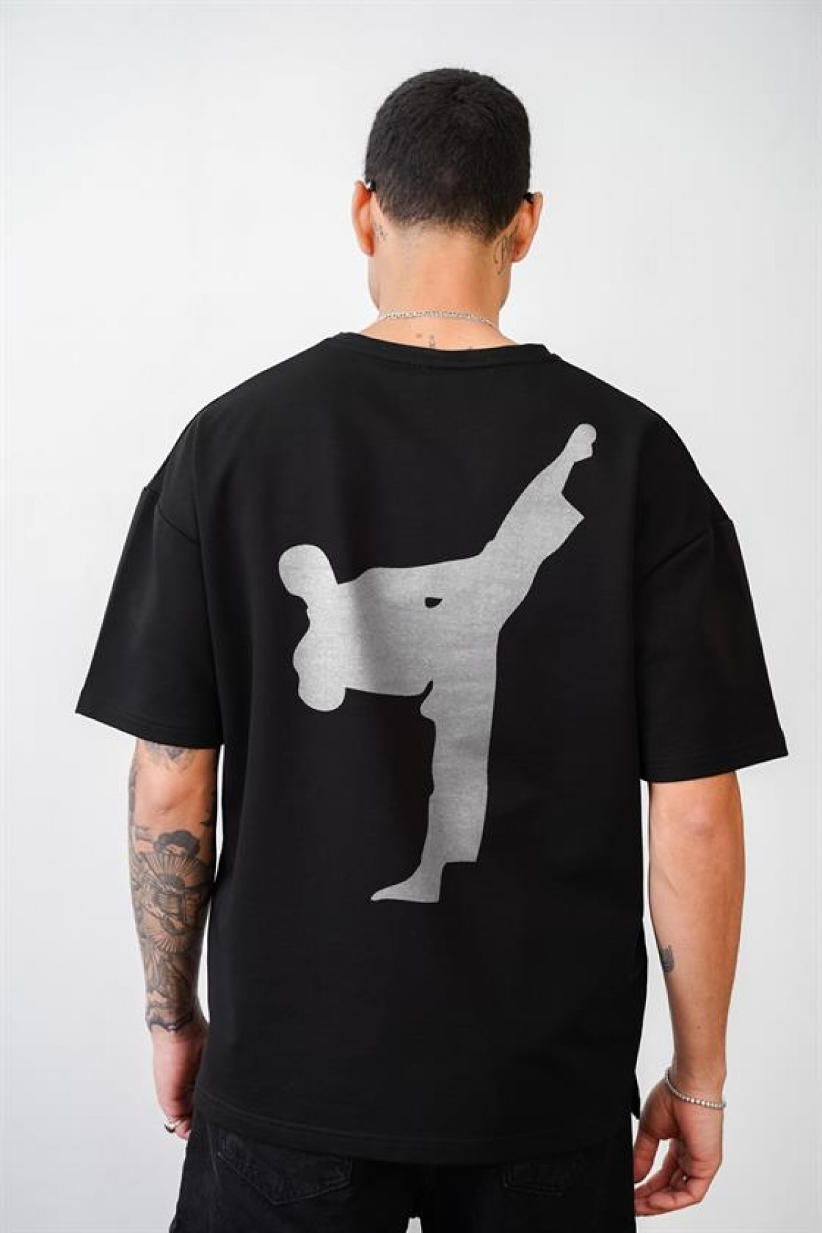 Karete Baskılı Oversize Kalıp Unisex Tişört S