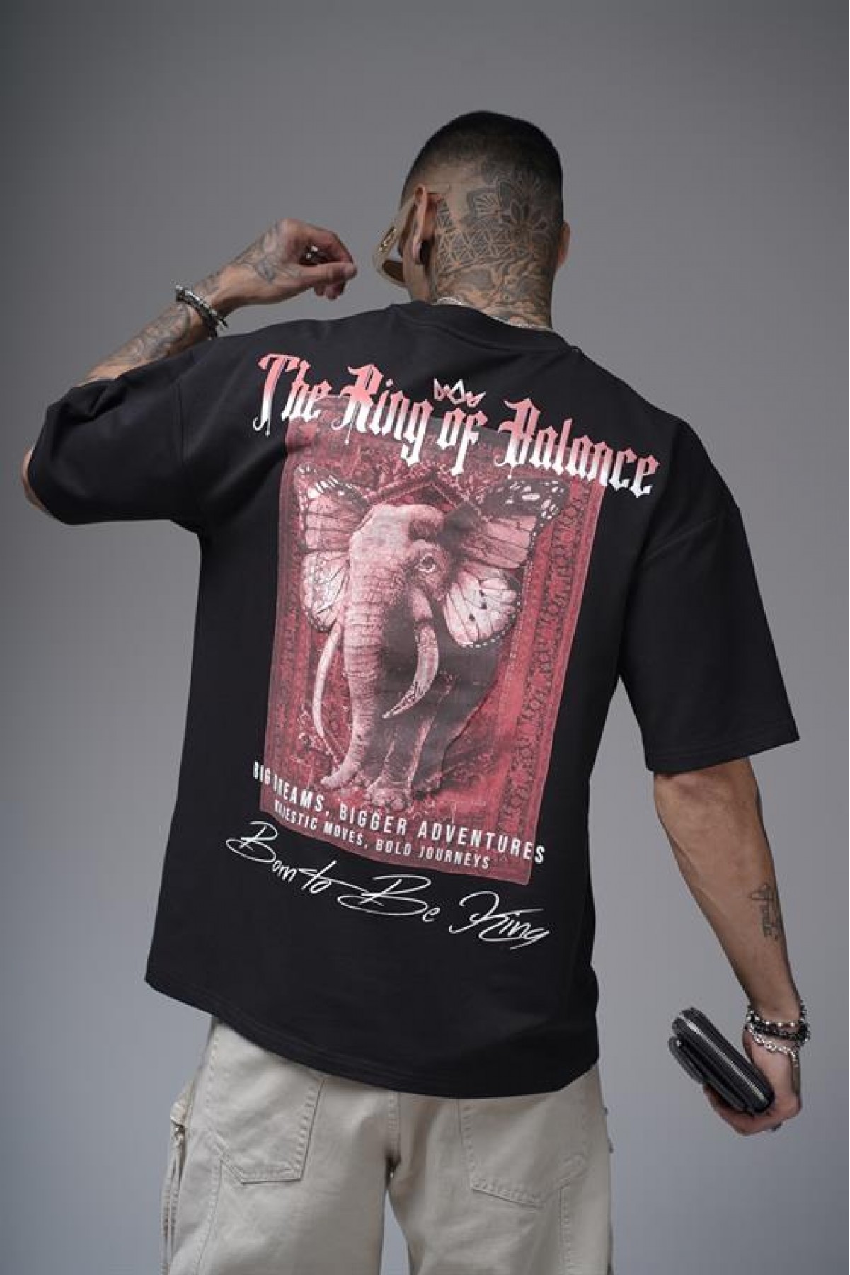 The King Of Balance Baskılı Oversize Kalıp Unisex Tişört S