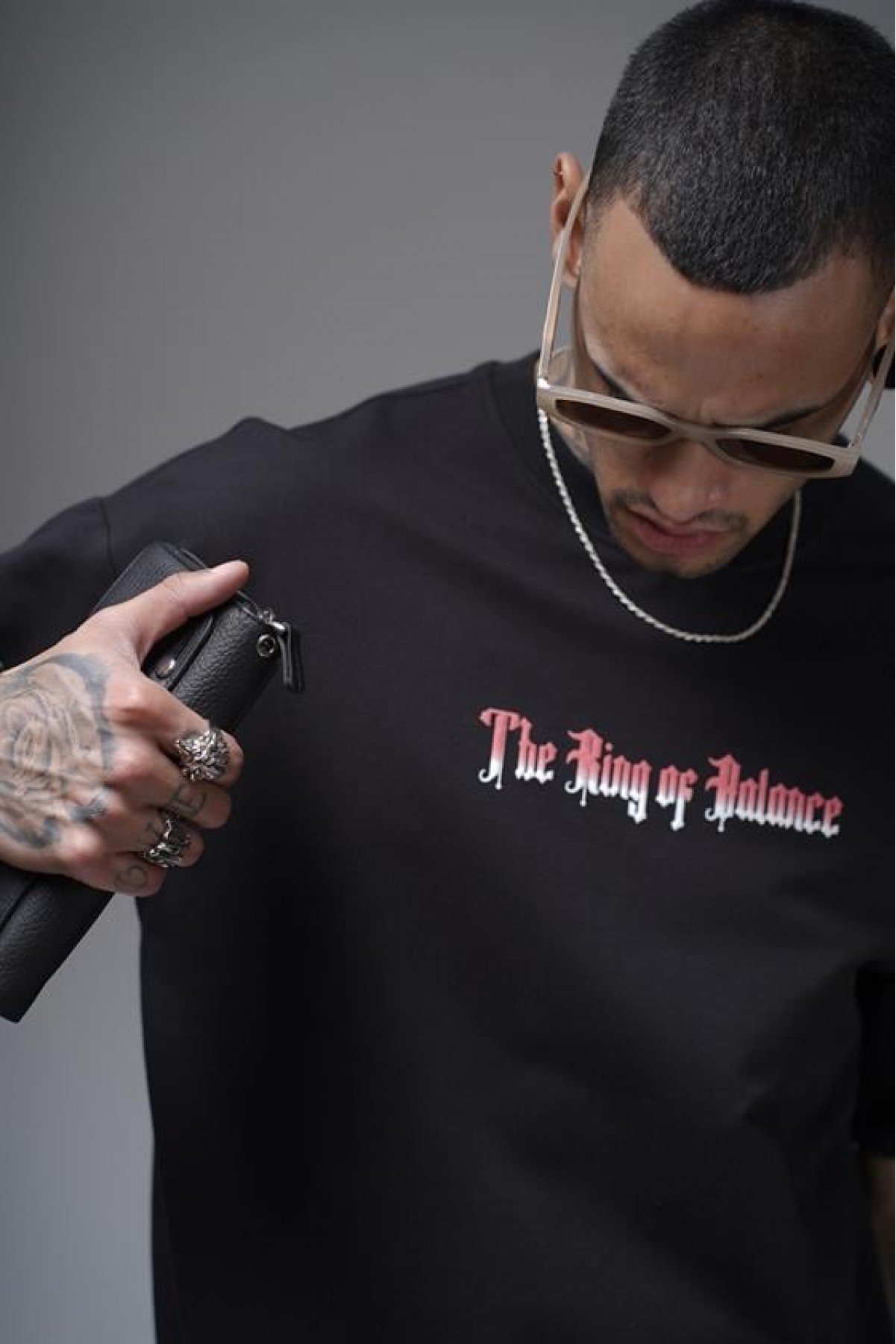 The King Of Balance Baskılı Oversize Kalıp Unisex Tişört S