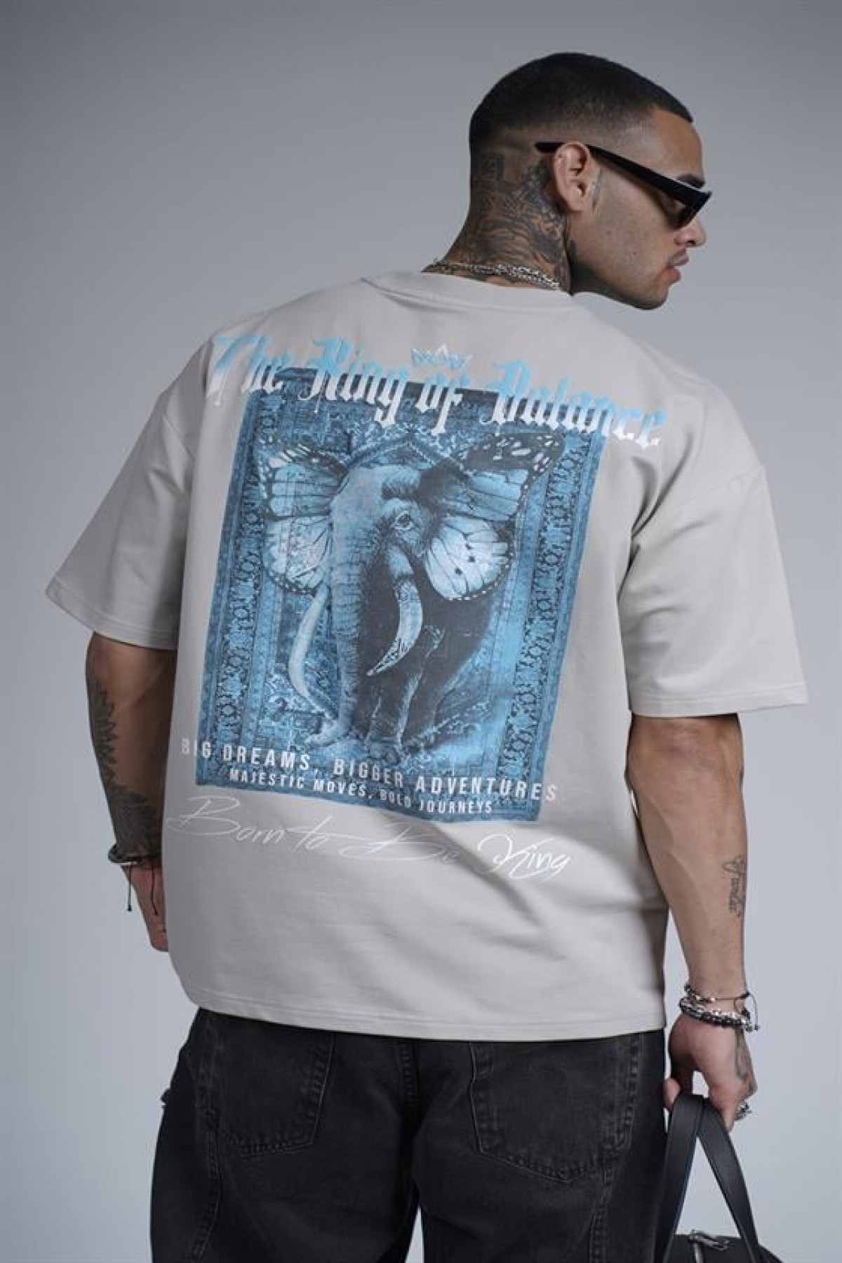The King Of Balance Baskılı Oversize Kalıp Unisex Tişört S