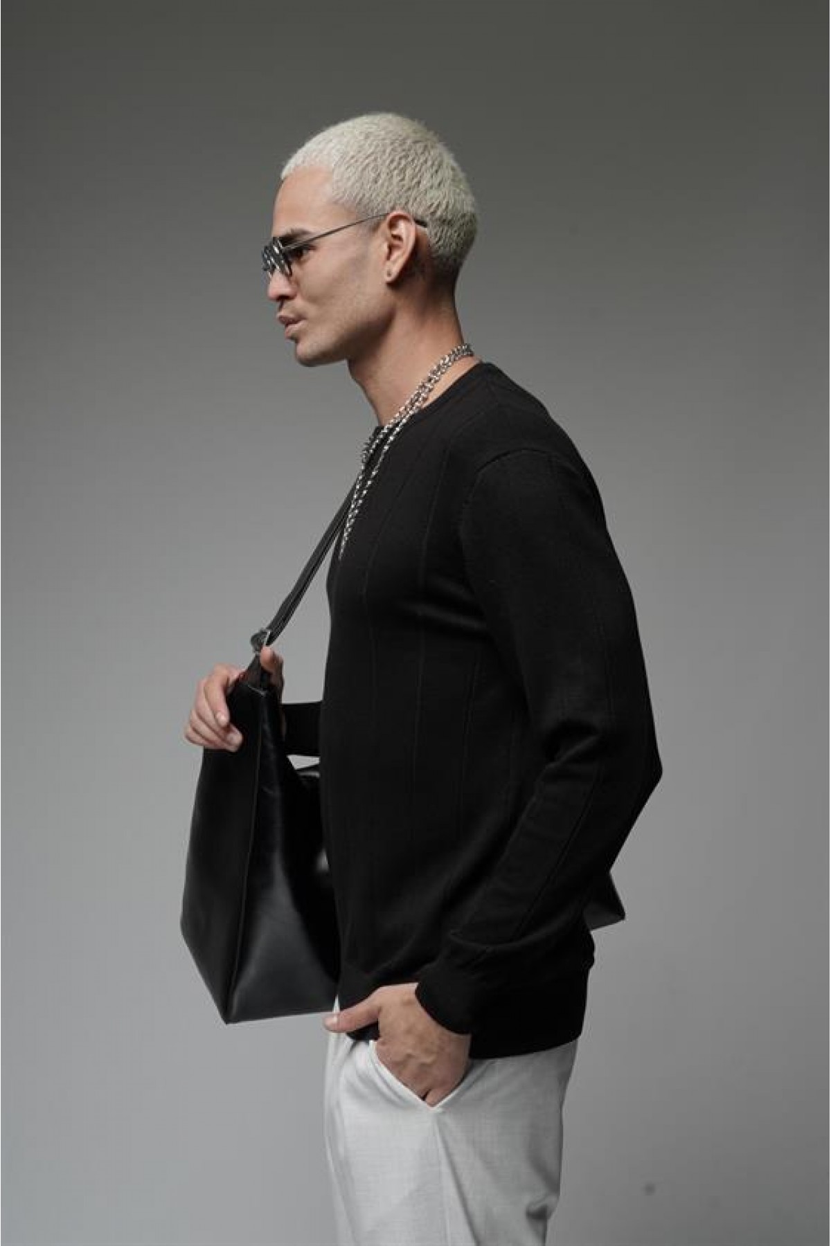 King Brich Bisiklet Yaka Fitilli Esnek Triko Kazak S