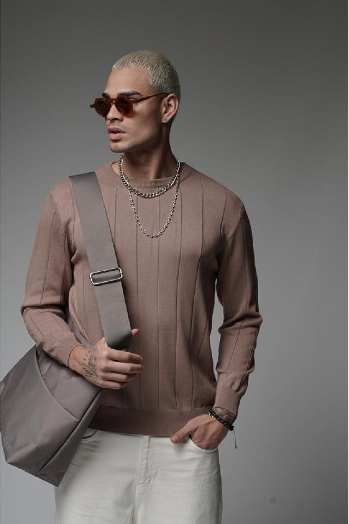 King Brich Bisiklet Yaka Fitilli Esnek Triko Kazak S