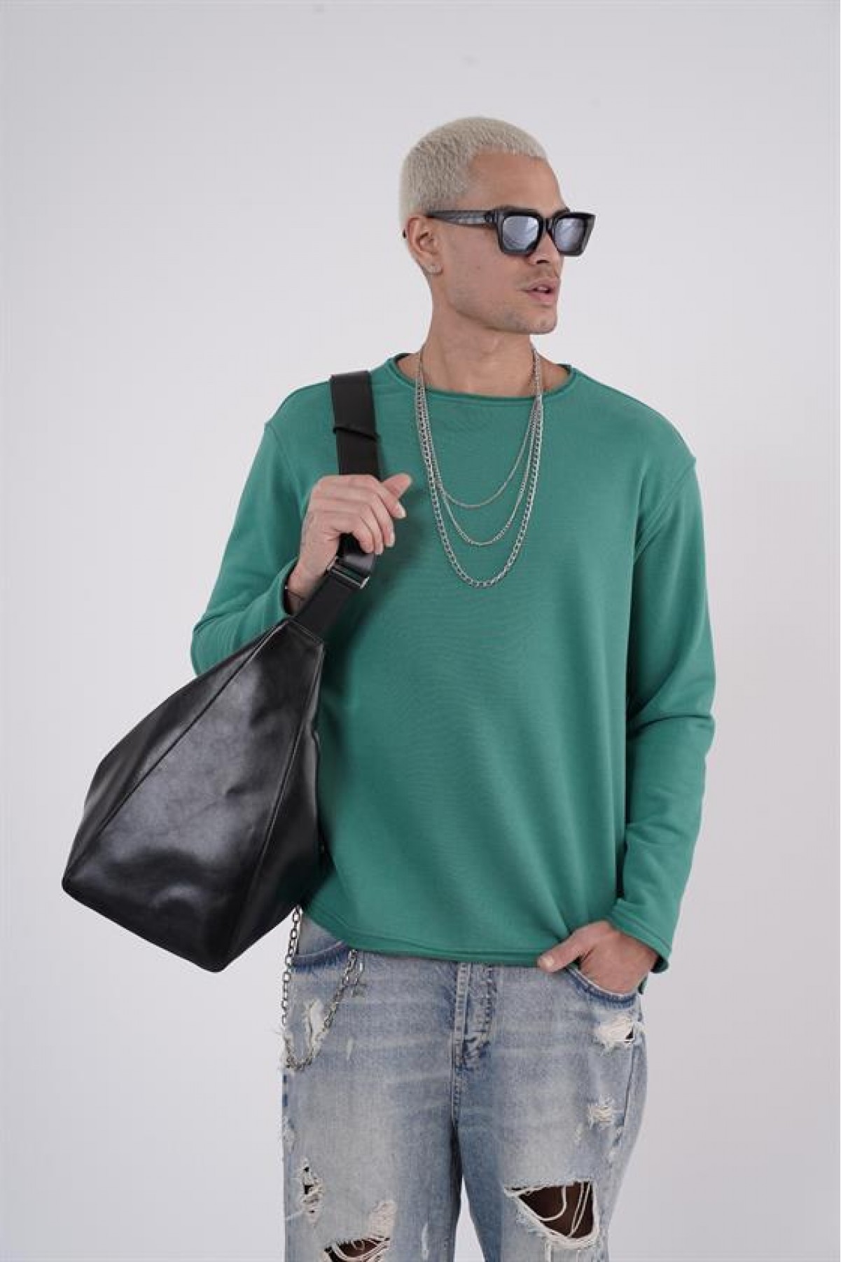 King Brich Pis Yaka Oversize Kalıp Erkek Sweatshirt S