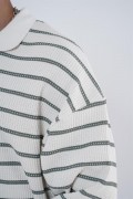 King Brich Polo Yaka Oversize Kalıp Çizgili Triko Kazak S