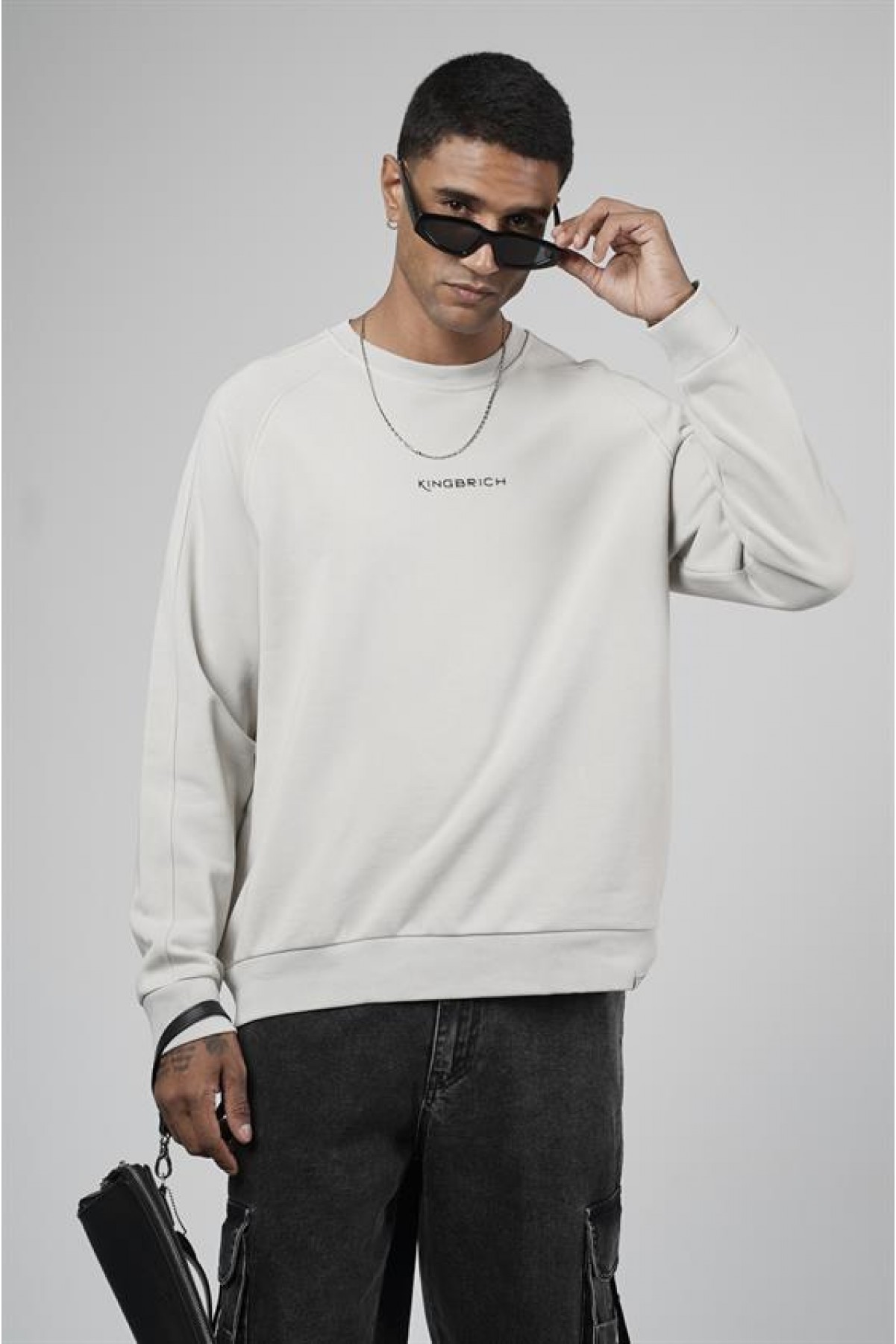 Kingbrich Baskılı Reglan Kol Oversize Kesim Sweatshirt S