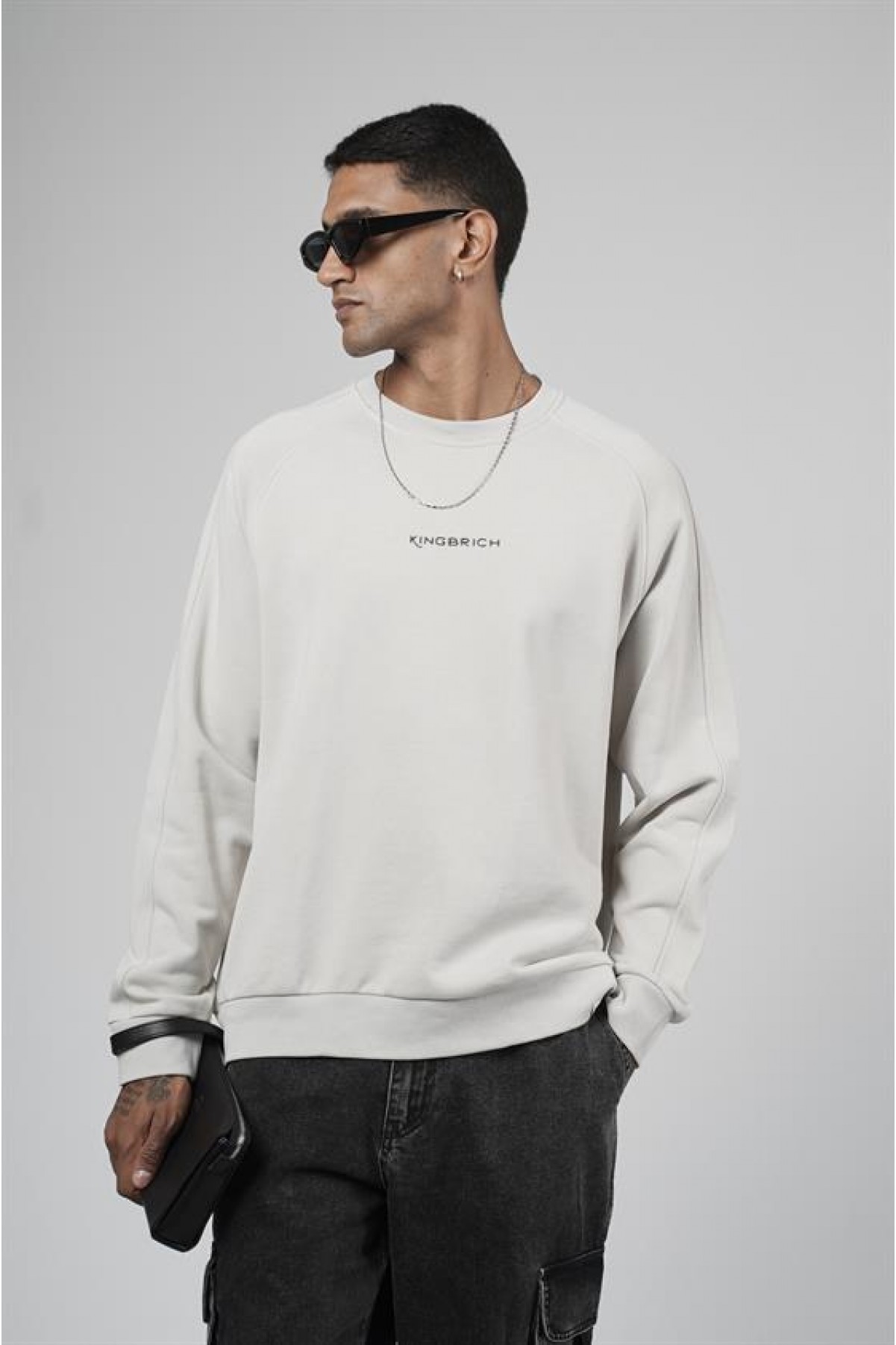 Kingbrich Baskılı Reglan Kol Oversize Kesim Sweatshirt S
