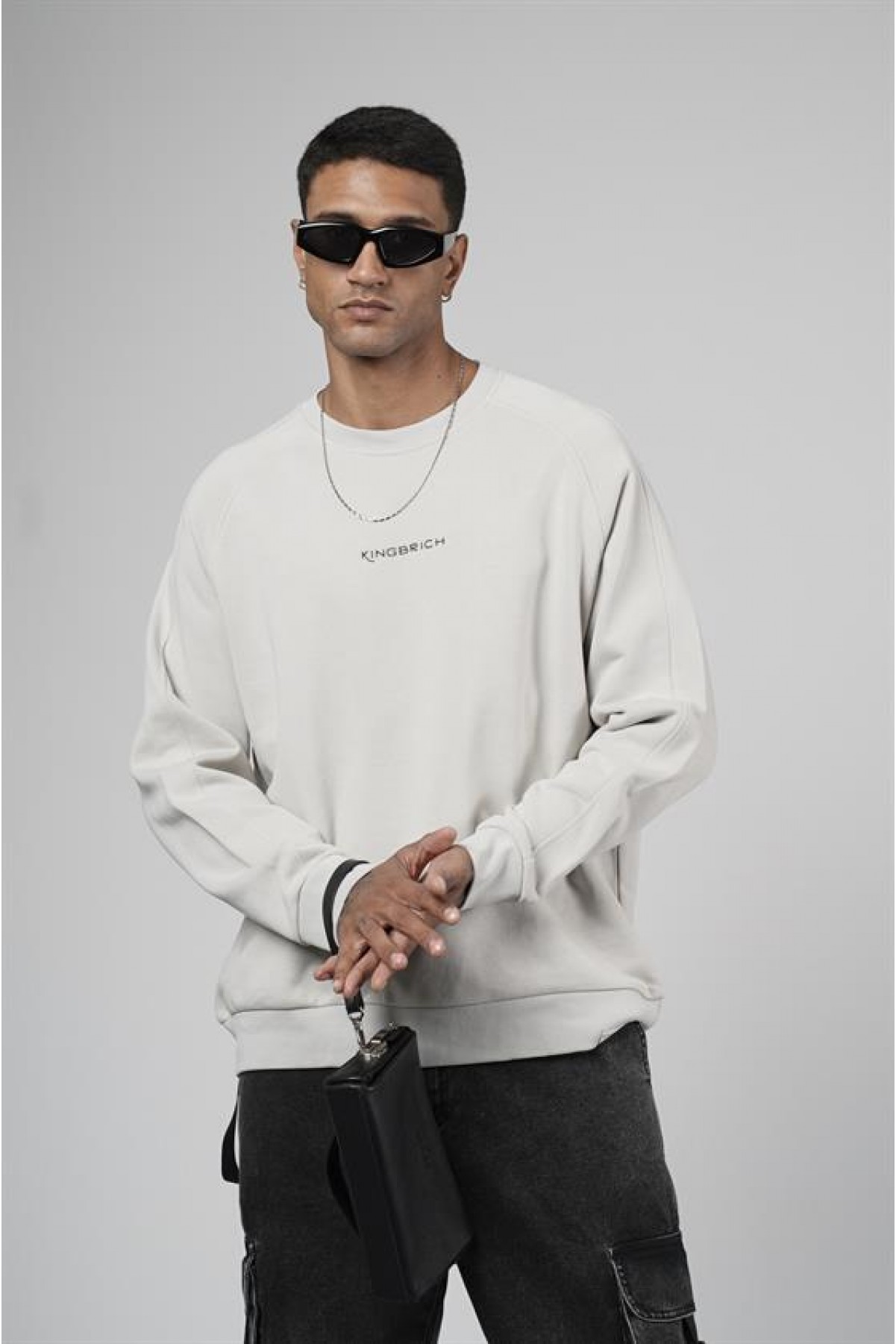 Kingbrich Baskılı Reglan Kol Oversize Kesim Sweatshirt S